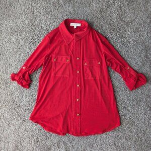 Red Button Down Blouse